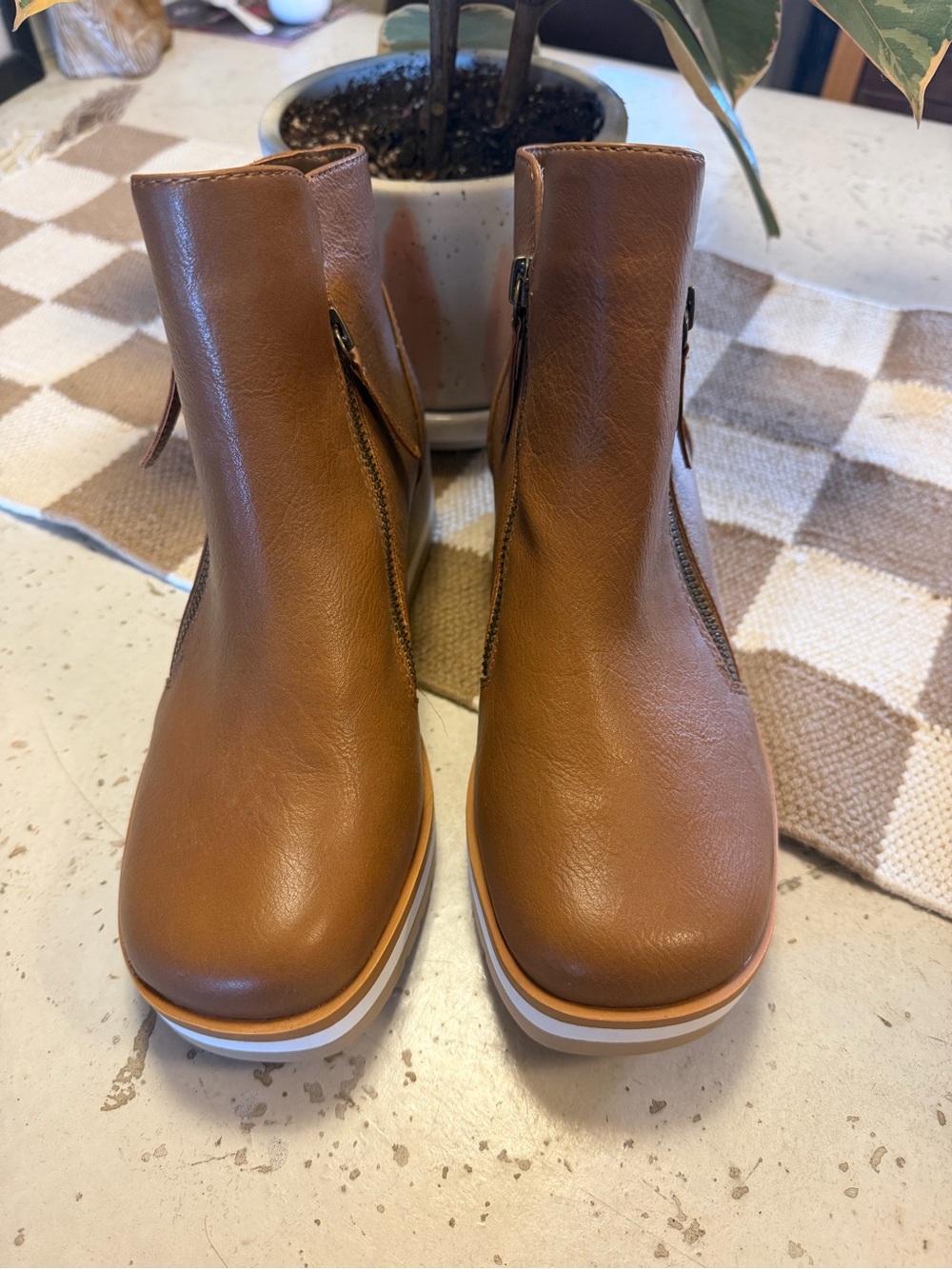 Classic Tan Zip-Front Ankle Boots from Maurice’s